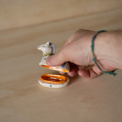 Vintage Japanese Ceramic Horse Kogo Incense Container