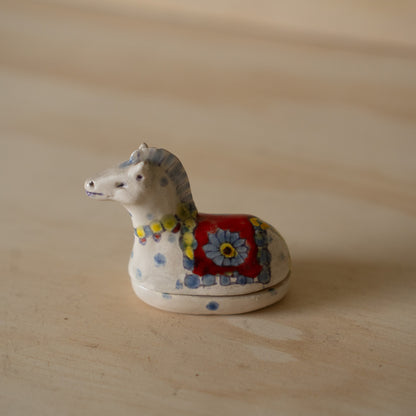 Vintage Japanese Ceramic Horse Kogo Incense Container