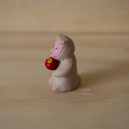 Vintage Japanese Showa period Hirosaki clay monkey whistle