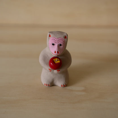 Vintage Japanese Showa period Hirosaki clay monkey whistle