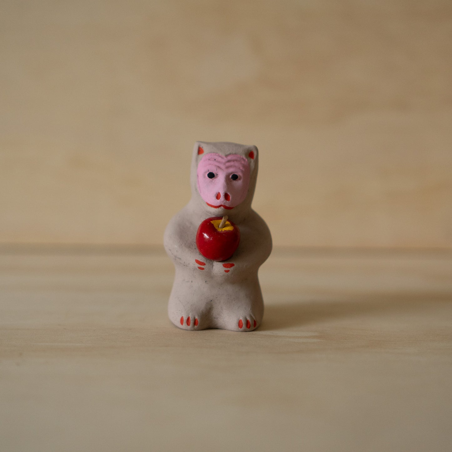 Vintage Japanese Showa period Hirosaki clay monkey whistle
