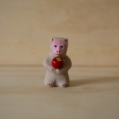 Vintage Japanese Showa period Hirosaki clay monkey whistle