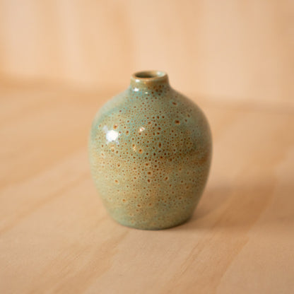 Vintage Japanese Blue Green Speckled vase