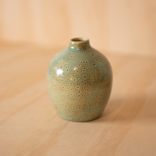 Vintage Japanese Blue Green Speckled vase