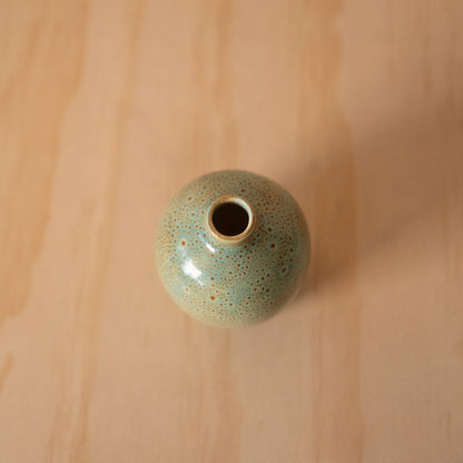 Vintage Japanese Blue Green Speckled vase