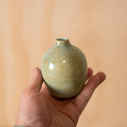 Vintage Japanese Blue Green Speckled vase