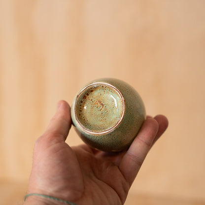 Vintage Japanese Blue Green Speckled vase