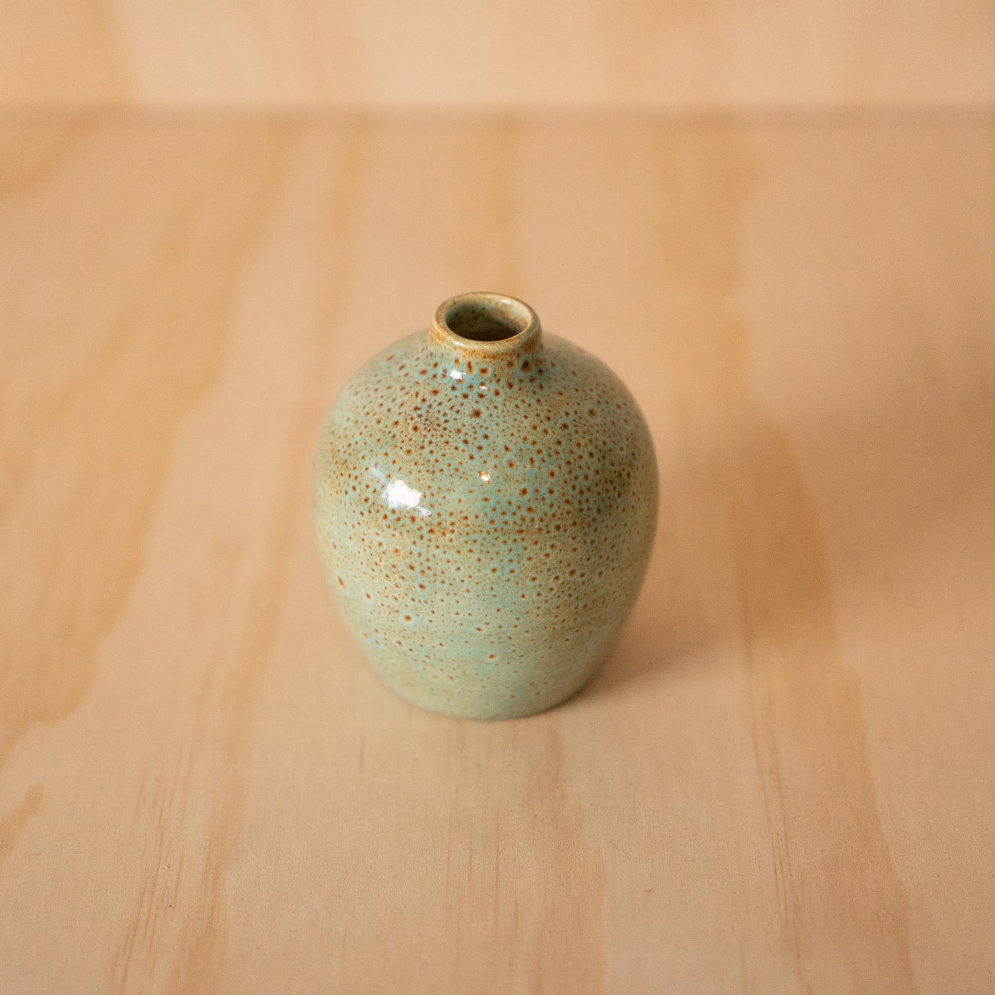 Vintage Japanese Blue Green Speckled vase