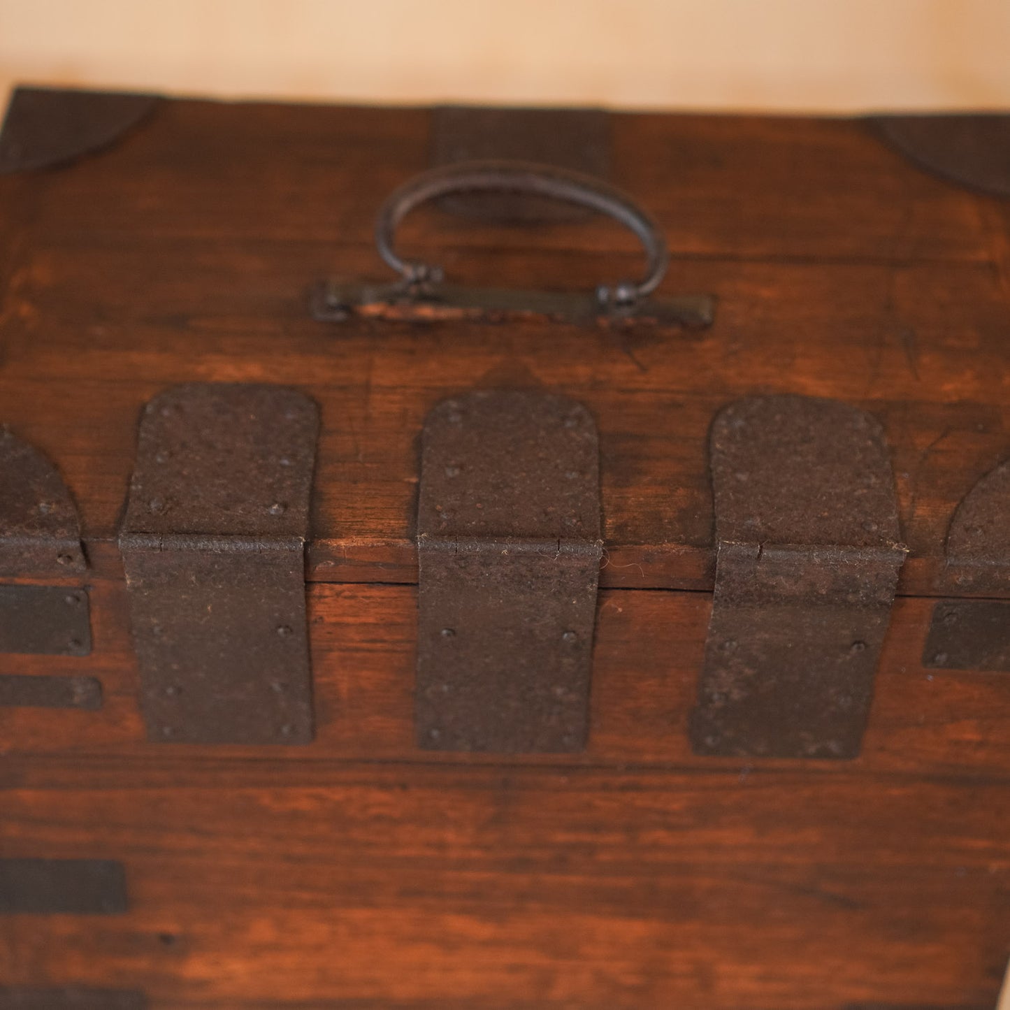 Antique Japanese 3 Drawer Suzuri Bako Sugi wood and Iron Calligraphy Box