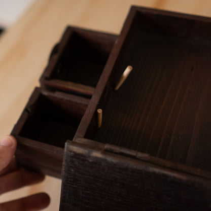 Antique Japanese 3 Drawer Suzuri Bako Calligraphy Box