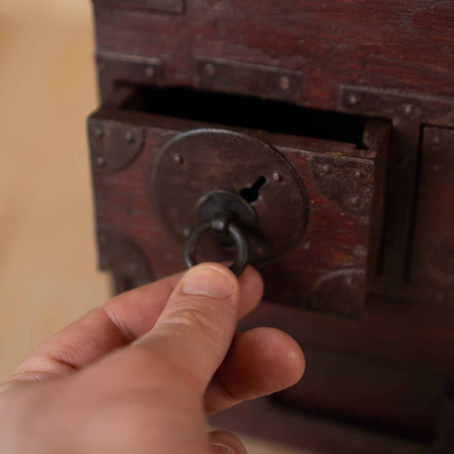 Antique Japanese 3 Drawer Suzuri Bako Calligraphy Box