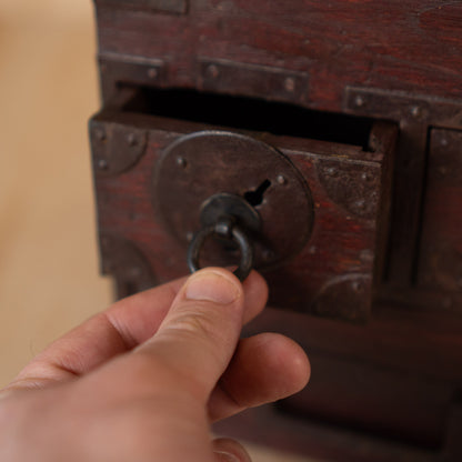 Antique Japanese 3 Drawer Suzuri Bako Calligraphy Box