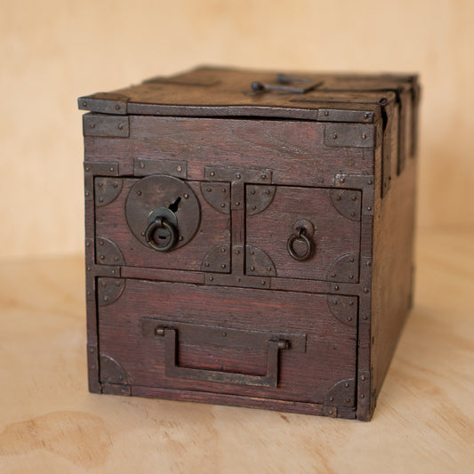 Antique Japanese 3 Drawer Suzuri Bako Calligraphy Box