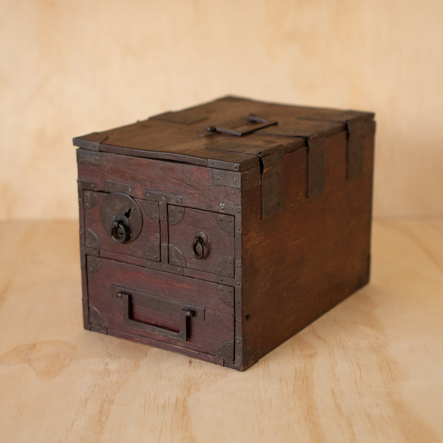 Antique Japanese 3 Drawer Suzuri Bako Calligraphy Box