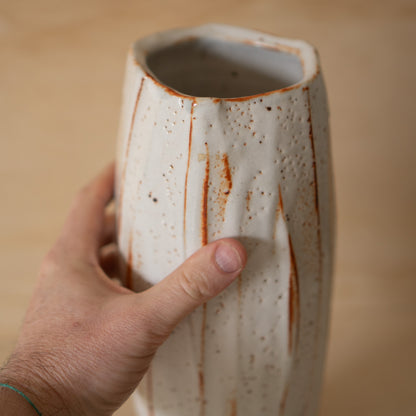 Vintage Japanese Tall Shino Ceramic Vase