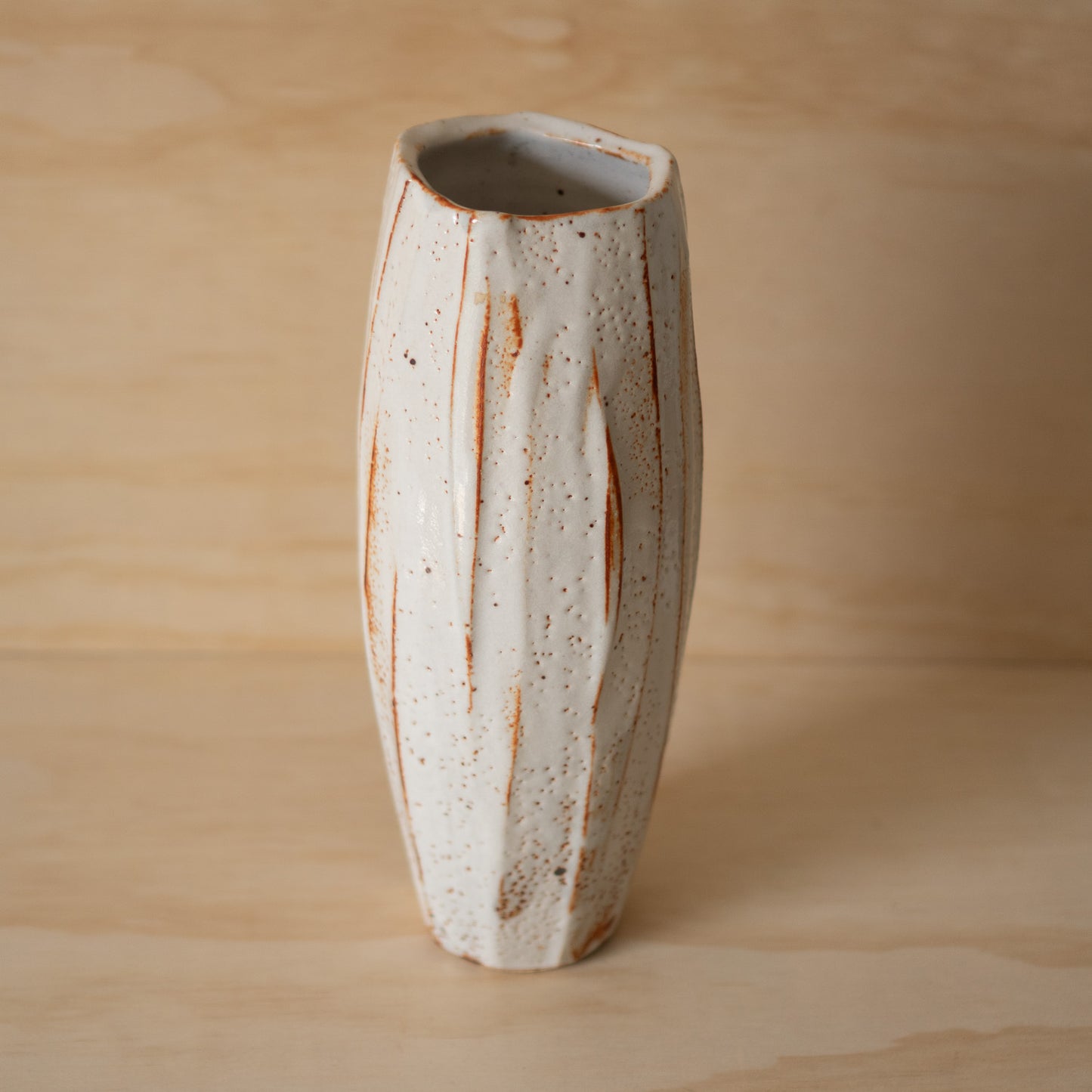 Vintage Japanese Tall Shino Ceramic Vase