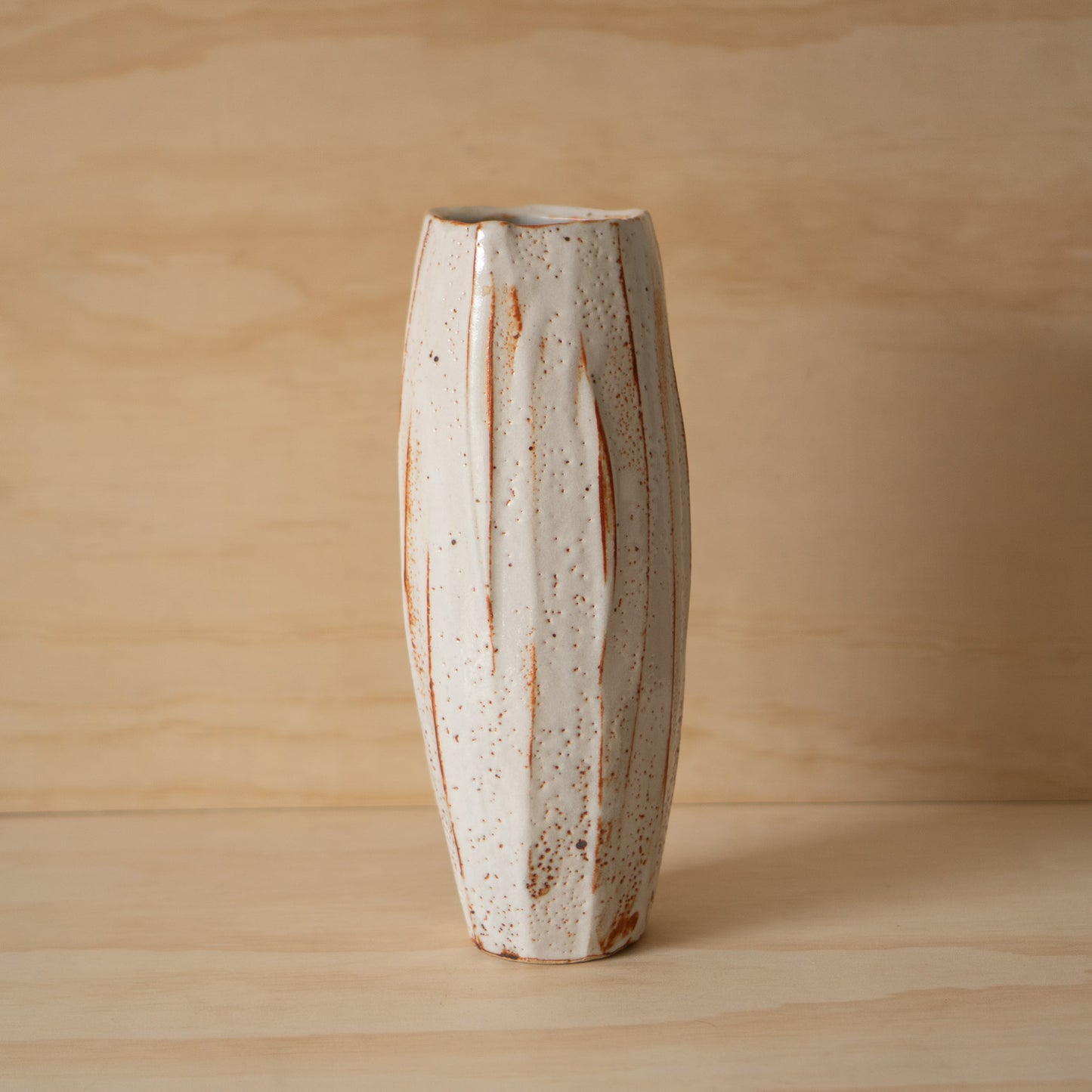 Vintage Japanese Tall Shino Ceramic Vase