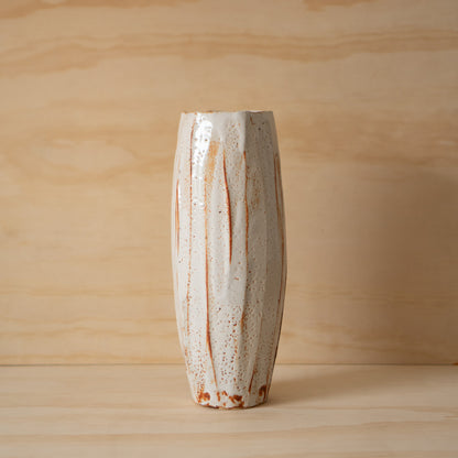 Vintage Japanese Tall Shino Ceramic Vase