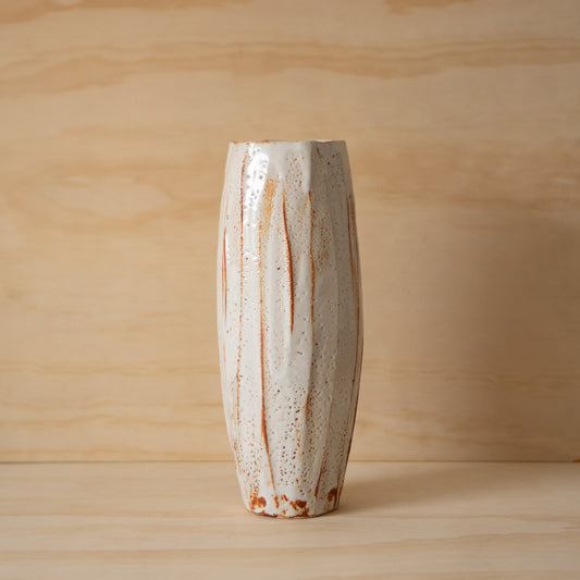 Vintage Japanese Tall Shino Ceramic Vase