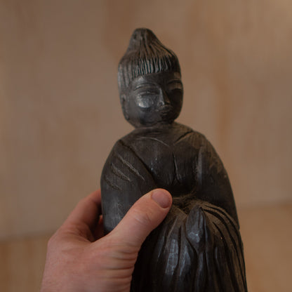 Vintage Japanese Mingei folk art carved standing Buddha