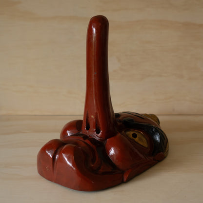 Vintage Japanese Carved Wooden Tengu Mask