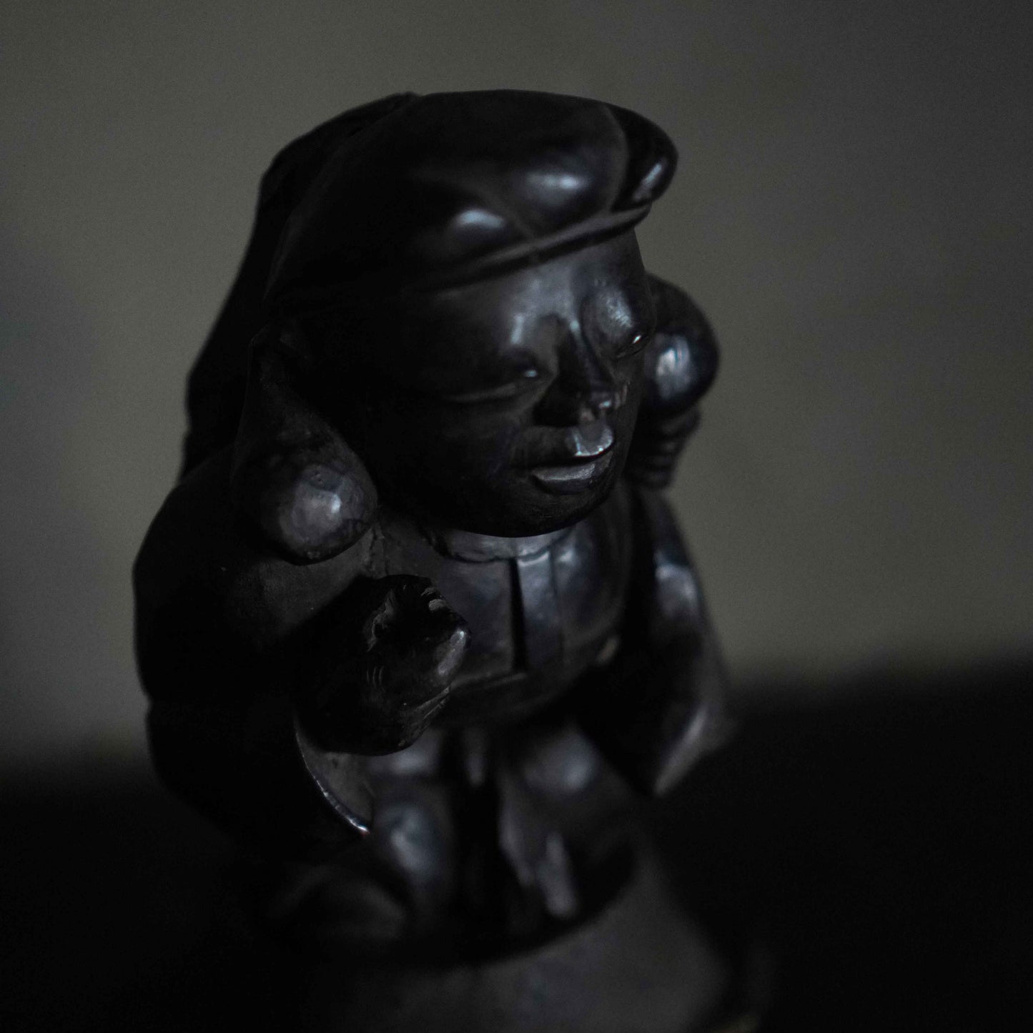 Antique Japanese Carved Black Daikoku Figure