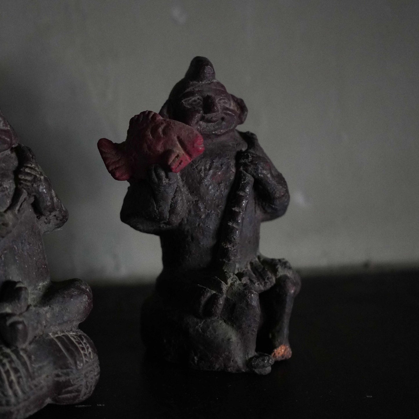 Vintage Japanese ceramic Daikoku and Ebisu figures pair