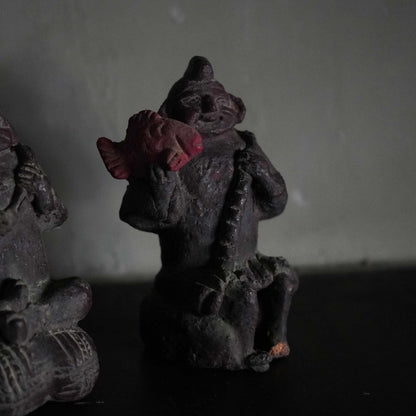 Vintage Japanese ceramic Daikoku and Ebisu figures pair