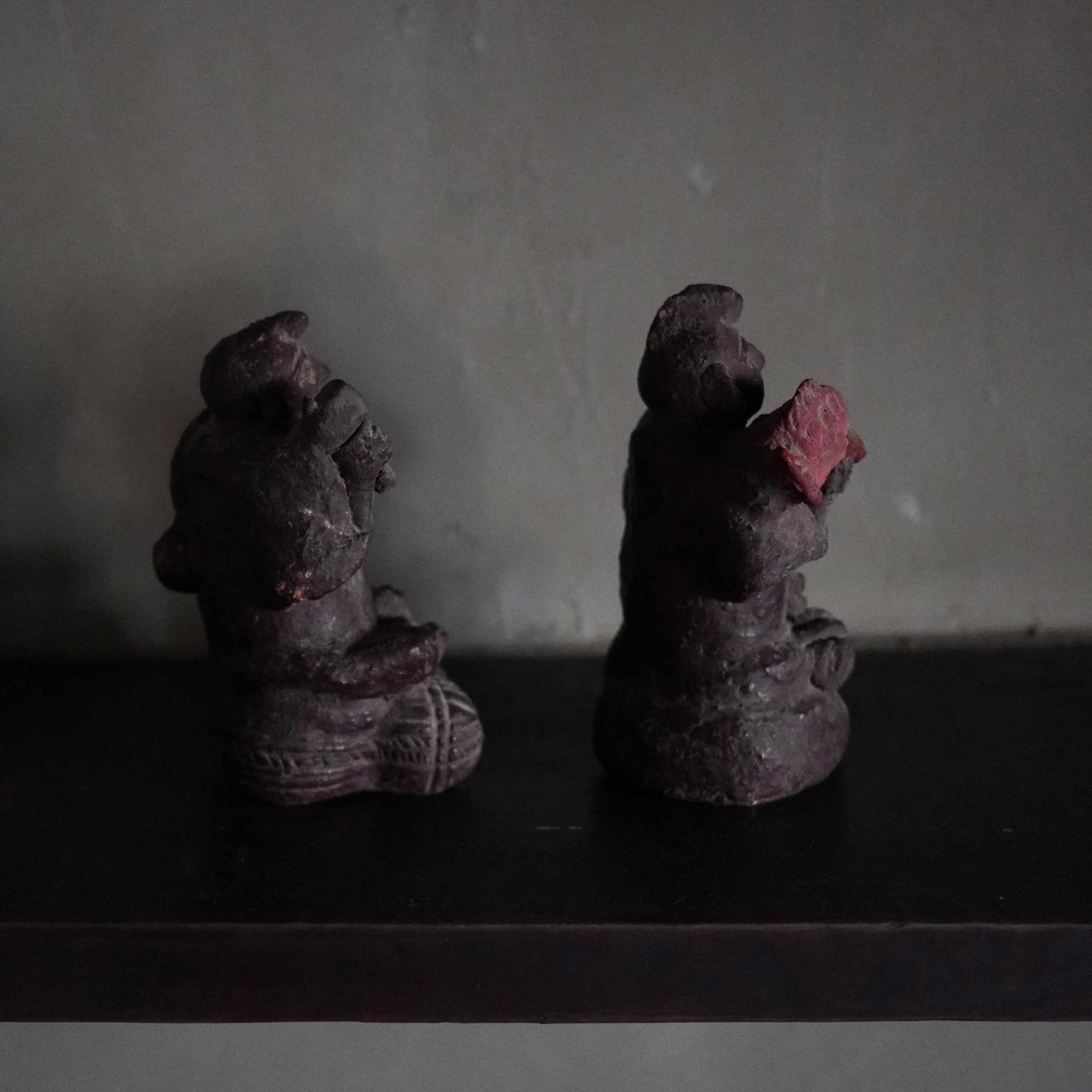 Vintage Japanese ceramic Daikoku and Ebisu figures pair