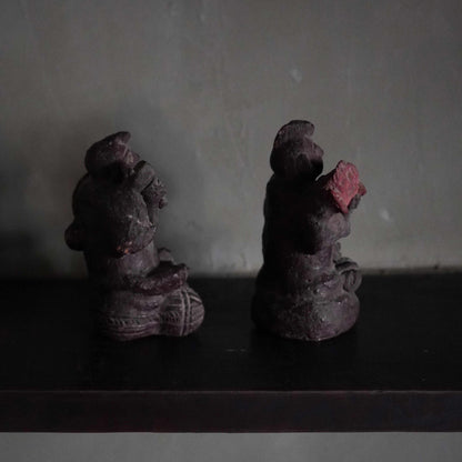 Vintage Japanese ceramic Daikoku and Ebisu figures pair