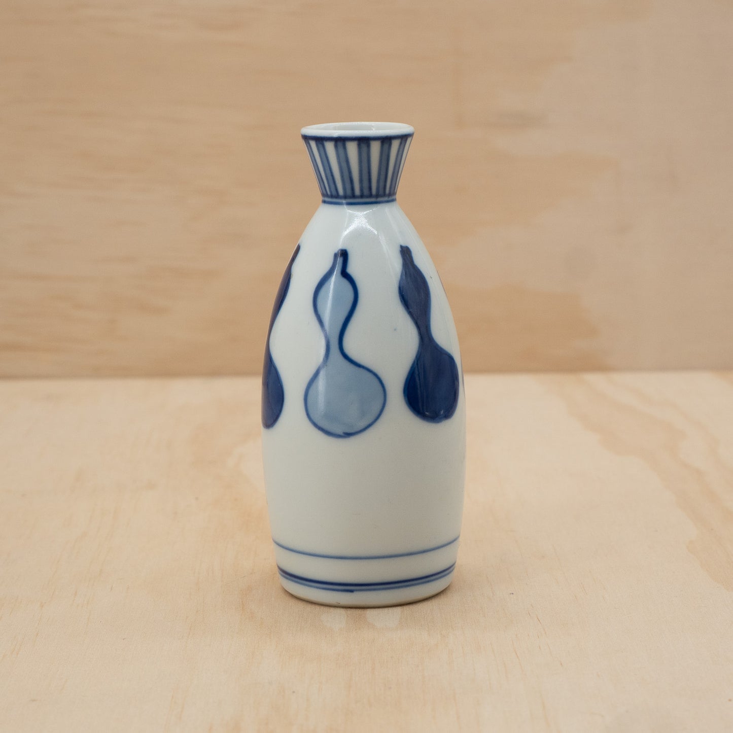 Vintage Japanese Ceramic Blue and White Gourd Sake Bottle
