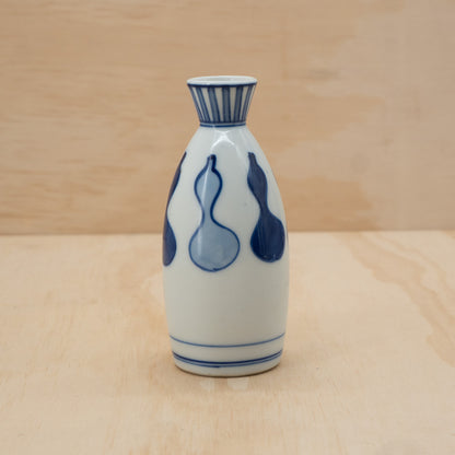 Vintage Japanese Ceramic Blue and White Gourd Sake Bottle