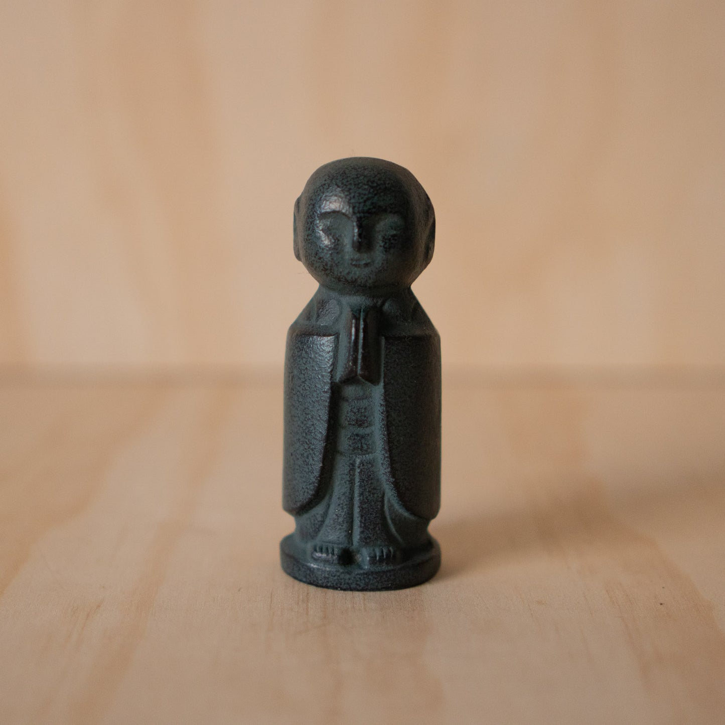 Vintage Mid Century Japanese Cast Iron Jizo statue from Morioka
