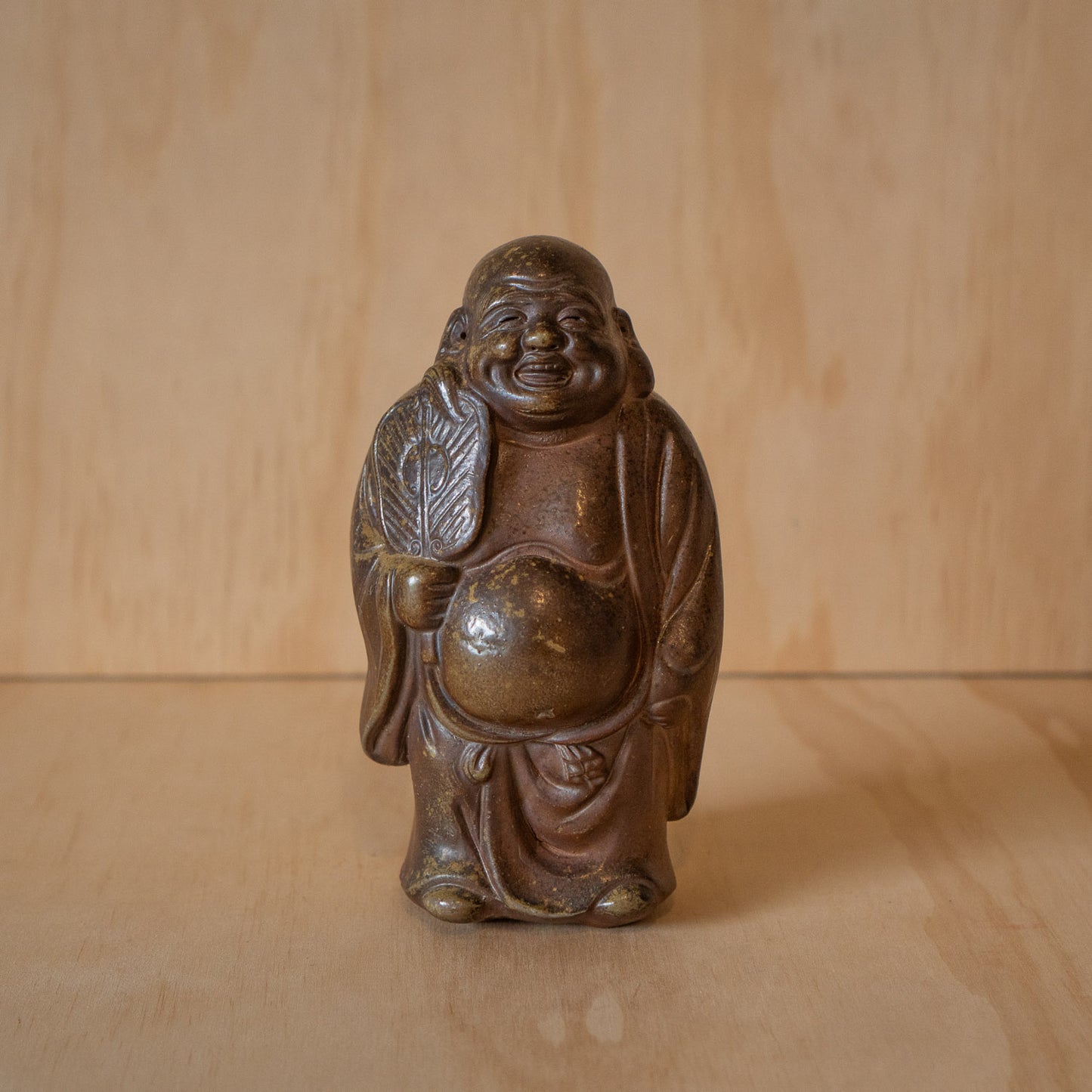 Vintage Japanese Bizen ware ceramic Hotei Statue