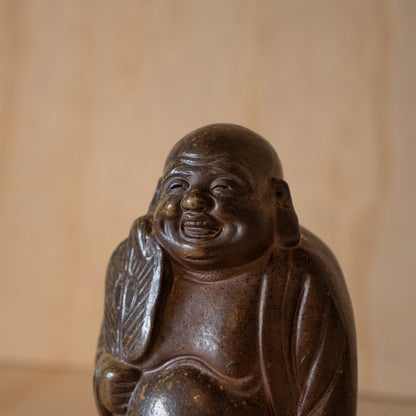 Vintage Japanese Bizen ware ceramic Hotei Statue