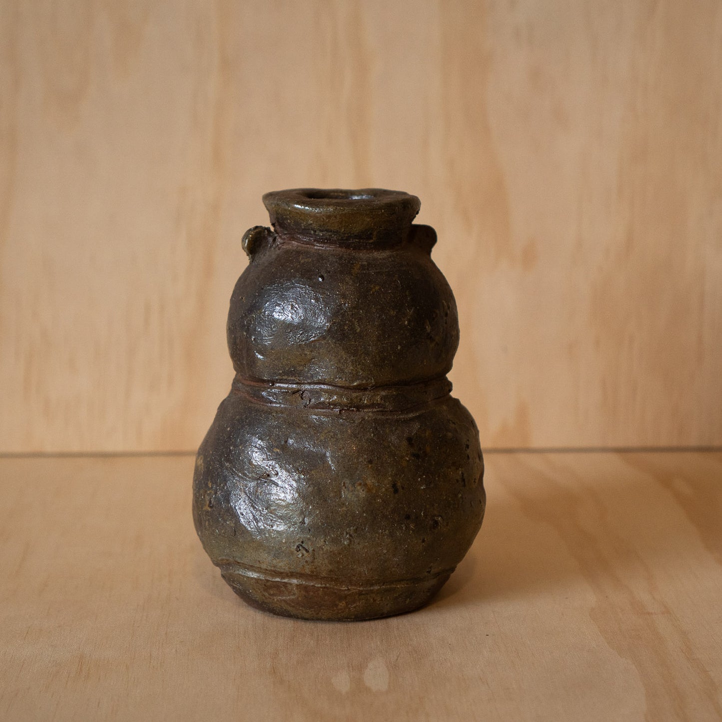 Vintage Japanese Bizen Hand made Woodfired Ceramic Vase