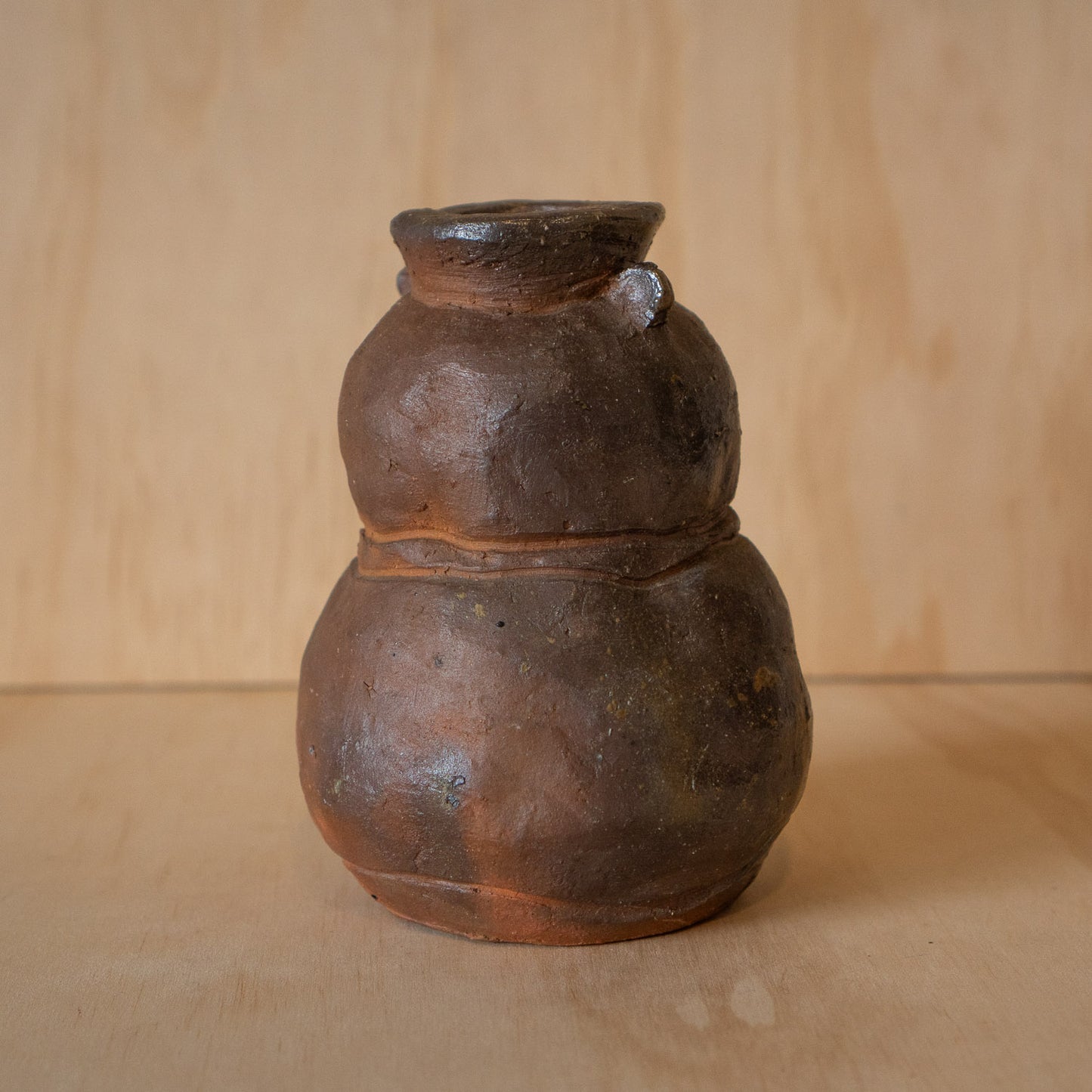 Vintage Japanese Bizen Hand made Woodfired Ceramic Vase