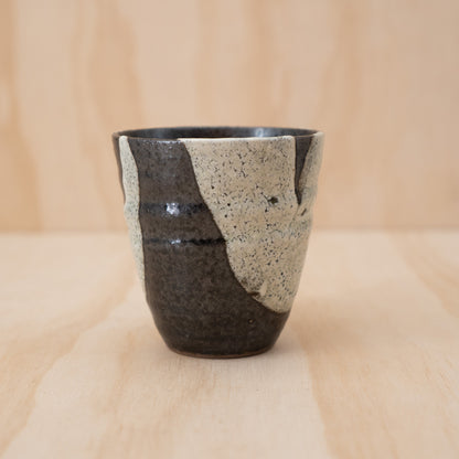 Japanese Ceramic black and White Tea Cup