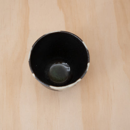 Japanese Ceramic black and White Tea Cup