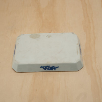 Vintage Japanese blue and white fan design - rectangular sushi plate