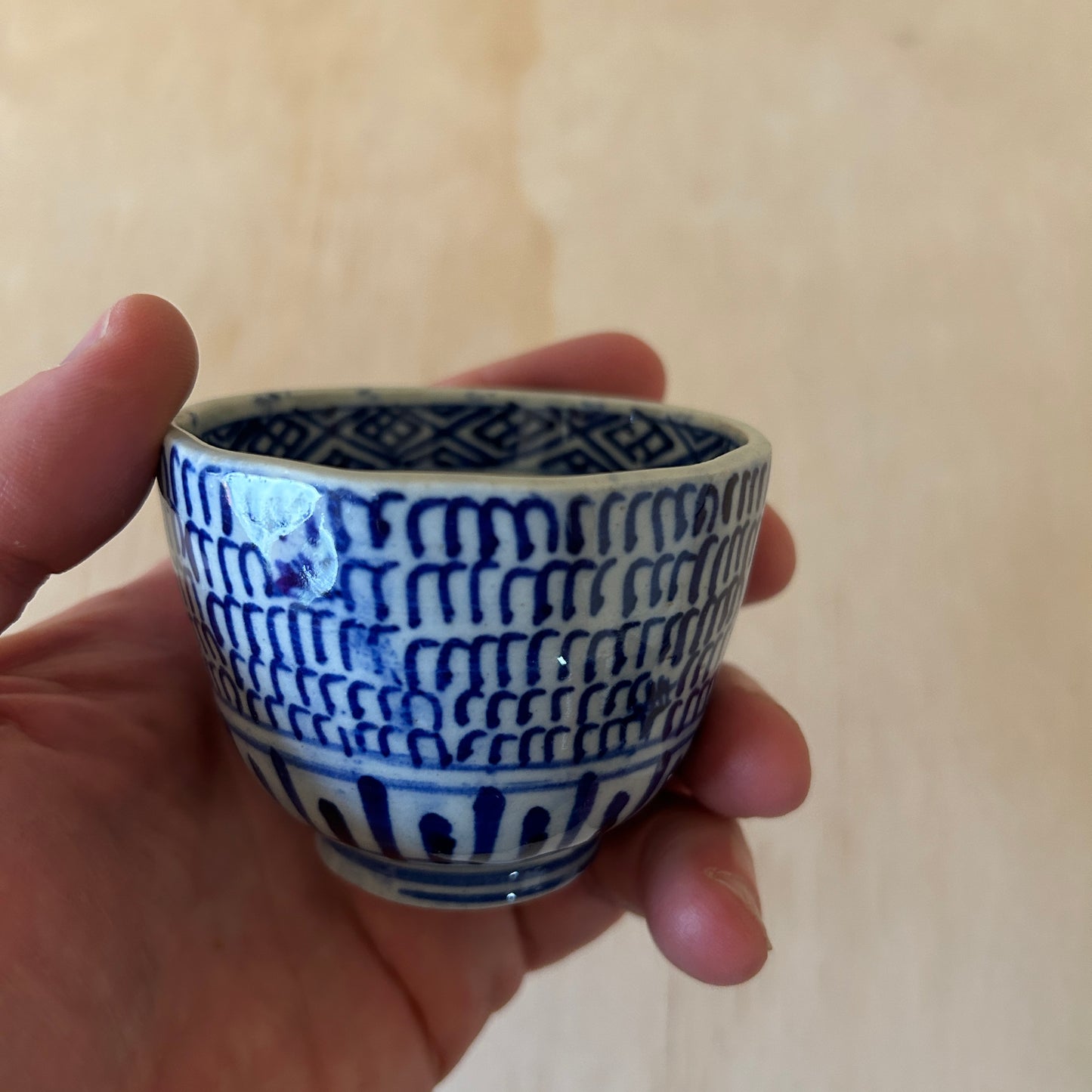 Antique Japanese small blue and white porcelain Ko Imari tea cup