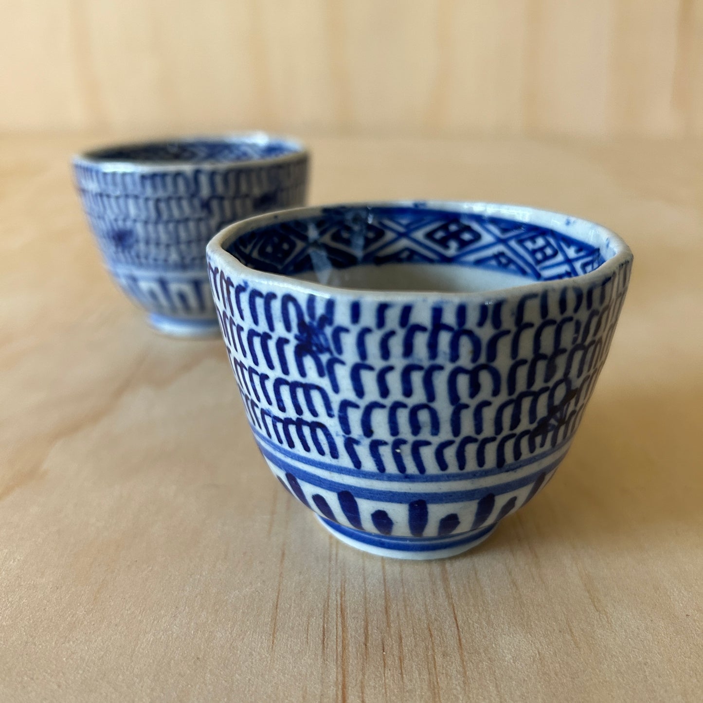 Antique Japanese small blue and white porcelain Ko Imari tea cup