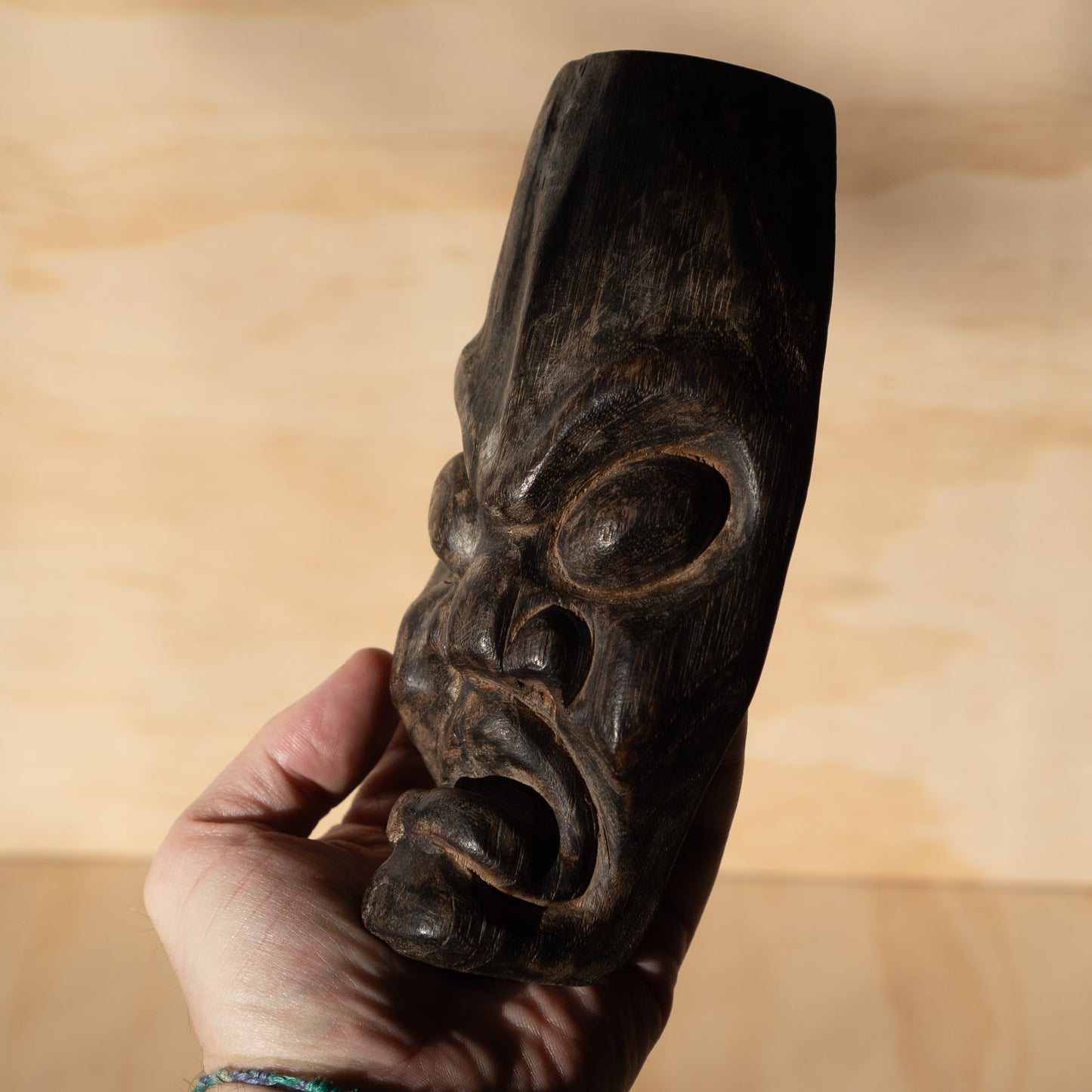 Vintage Japanese Small Carved Nio Mask sculpture