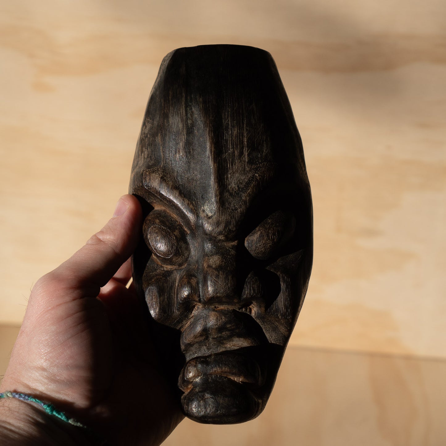 Vintage Japanese Small Carved Nio Mask sculpture