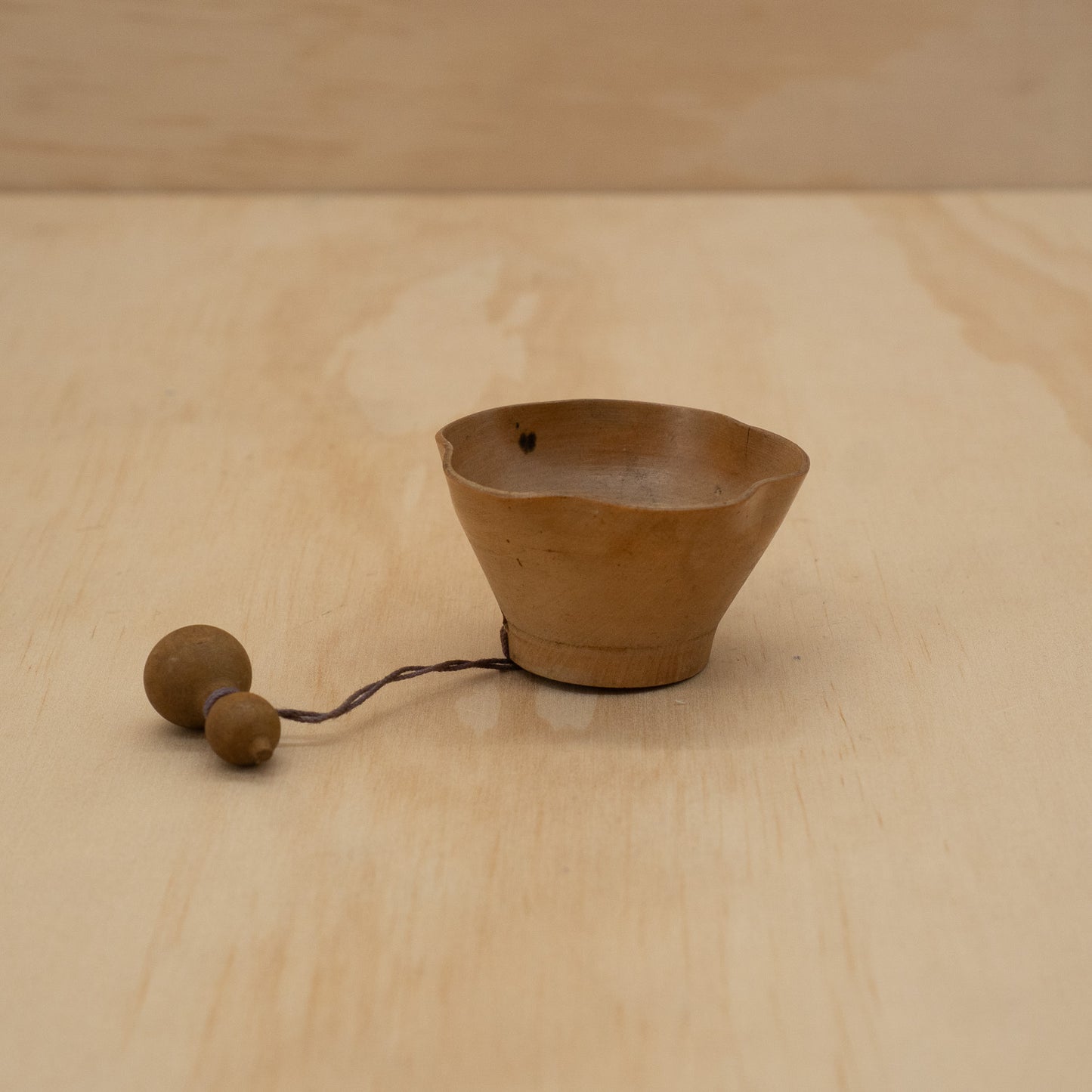 Vintage Japanese Carved wooden Sake cup with Gourd charm