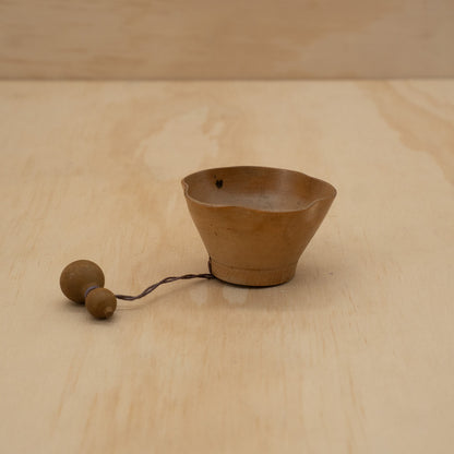 Vintage Japanese Carved wooden Sake cup with Gourd charm