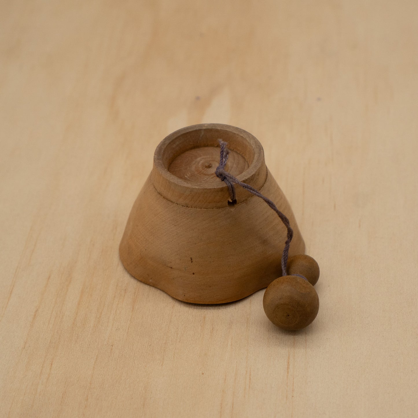 Vintage Japanese Carved wooden Sake cup with Gourd charm
