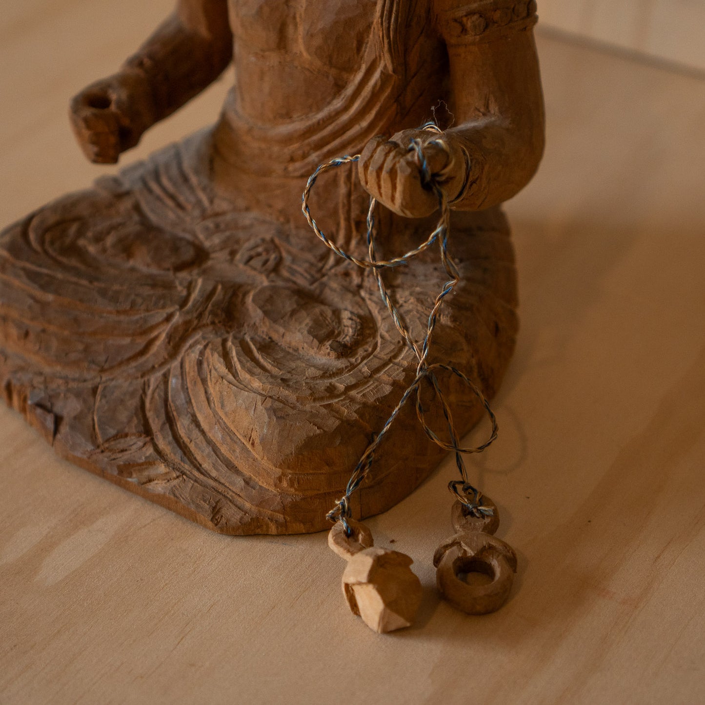 Vintage Japanese Rustic Buddhist wood carving of Fudo Myoo