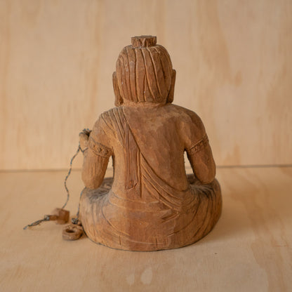 Vintage Japanese Rustic Buddhist wood carving of Fudo Myoo