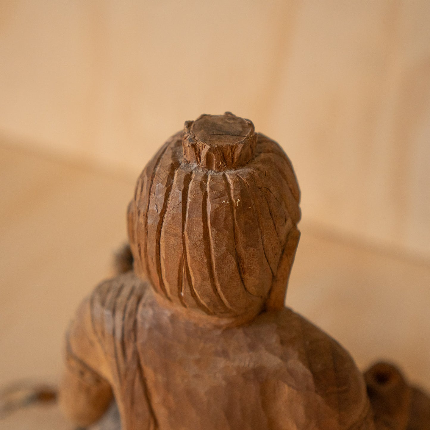 Vintage Japanese Rustic Buddhist wood carving of Fudo Myoo